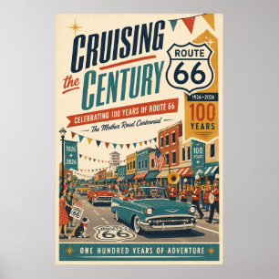 Route 66 Centennial Classic Car Main Street Parade Poster