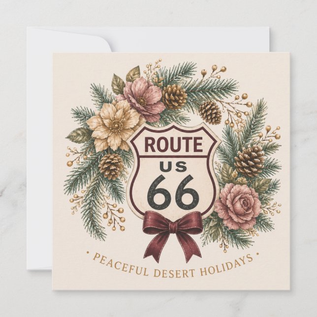 Route 66 Centennial Desert Rose Winter Greeting (Front)