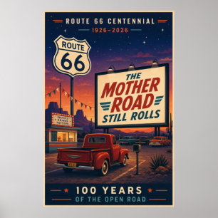 route 66 Centennial Drive-In Americana Travel Art Poster