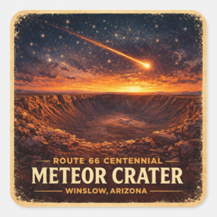 Route 66 Centennial Meteor Crater Landscape Square Sticker