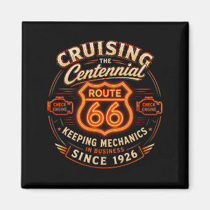 Route 66 Centennial Neon Mechanic Americana Magnet