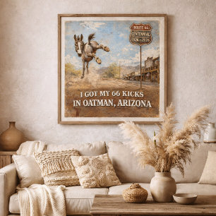 Route 66 Centennial Oatman Donkey Travel Art Poster