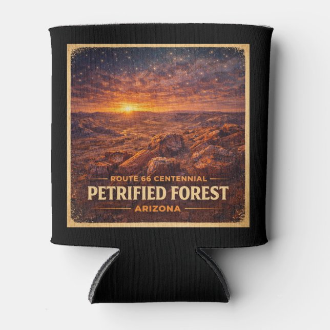 Route 66 Centennial Petrified Forest Arizona Can Cooler (Front)