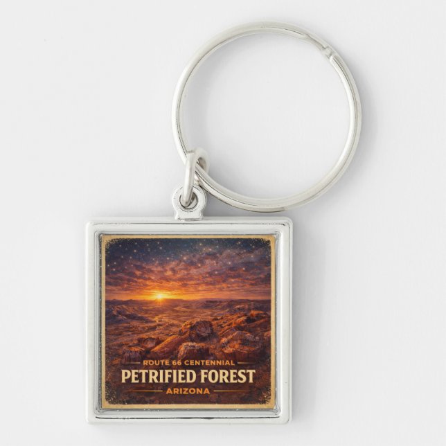 Route 66 Centennial Petrified Forest Arizona   Key Ring (Front)