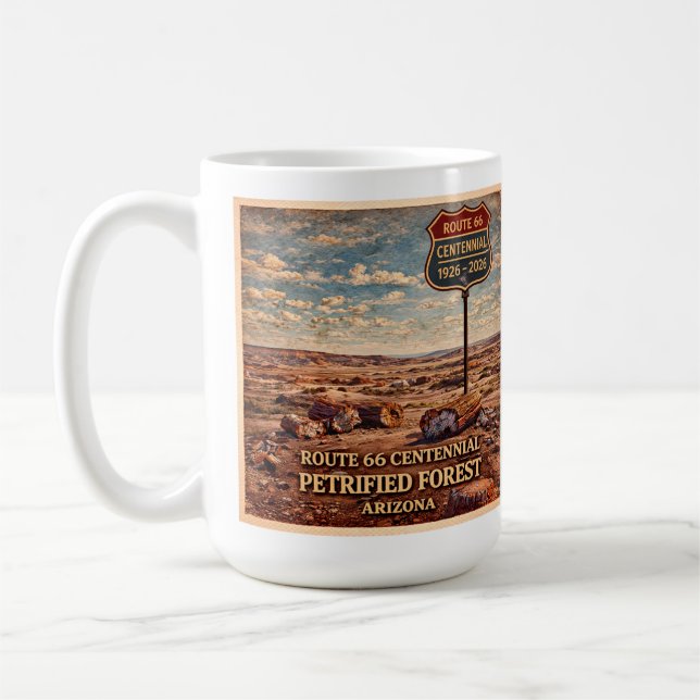 Route 66 Centennial Petrified Forest Coffee Mug (Left)