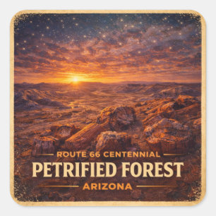 Route 66 Centennial Petrified Forest Landscape Square Sticker