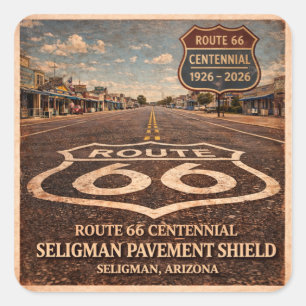 Route 66 Centennial Seligman Pavement Vista Square Sticker