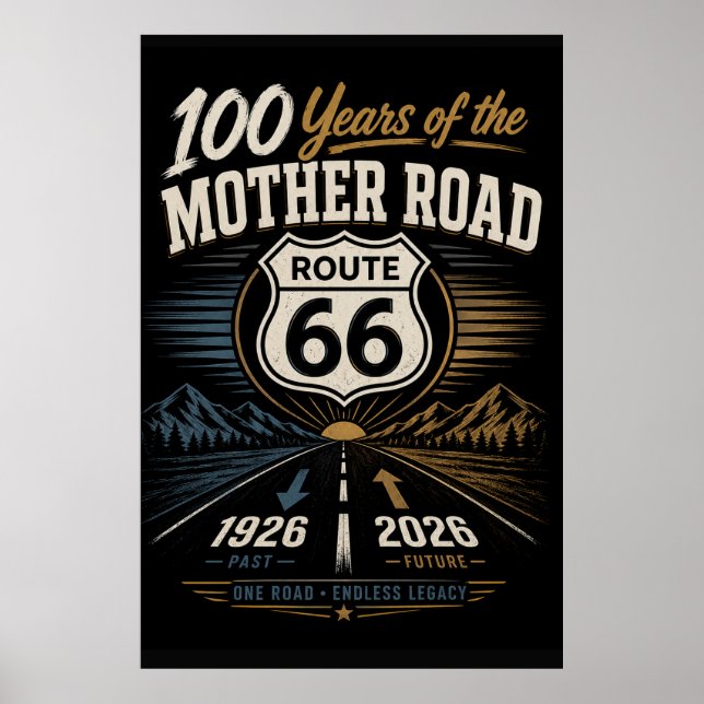 route 66 Centennial Sunset Highway Tribute Art Poster (Front)