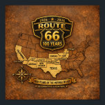 Route 66 Centennial Vintage Map Design Poster<br><div class="desc">Celebrate 100 years of the legendary Route 66 with this vintage-style map showing the full route from Chicago to Santa Monica. Highlighting key states and cities along the “Mother Road, ” this artwork captures the history and journey of one of America’s most iconic highways. Perfect for wall decor, this Route...</div>
