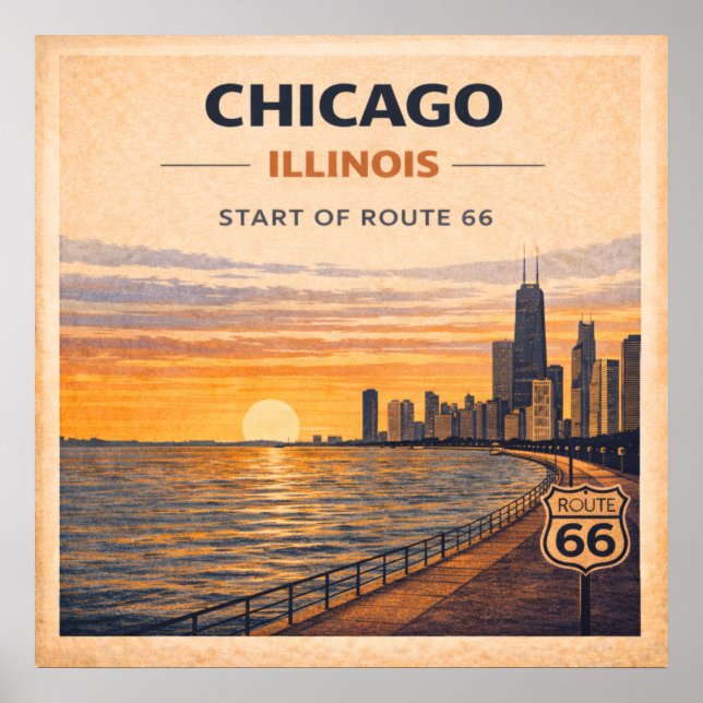 Route 66 Chicago Lakefront Heritage Poster (Front)