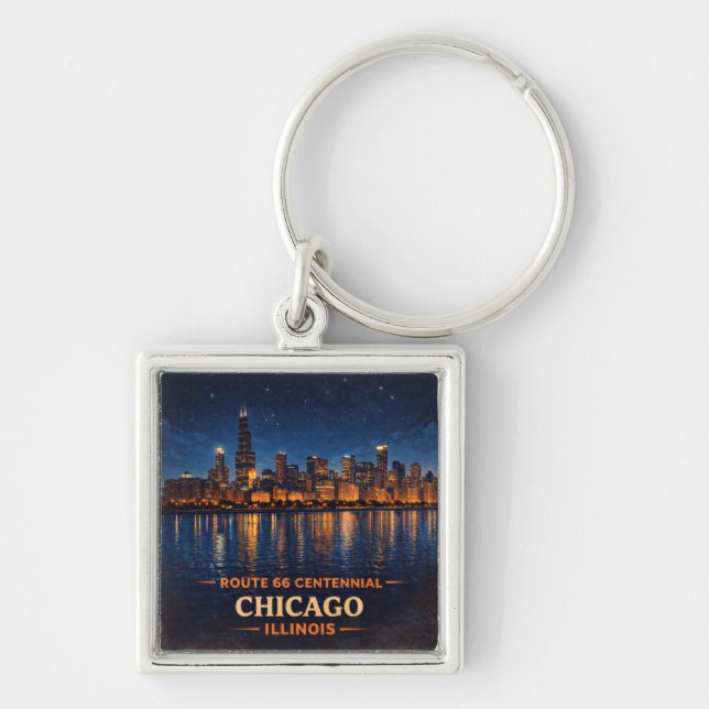 Route 66 Chicago Skyline Key Keepsake Ring (Front)