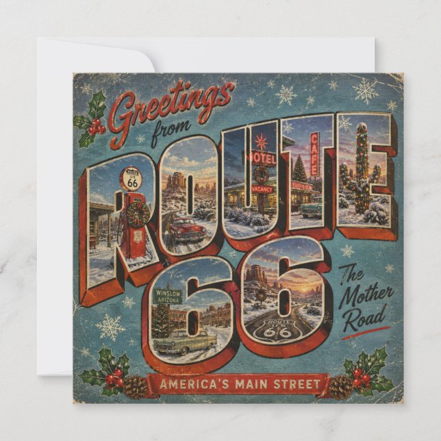 Route 66 Christmas Big Letter Postcard (Front)