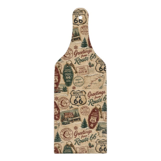 Route 66 Christmas Countertop Nostalgia Cutting Board (Front)