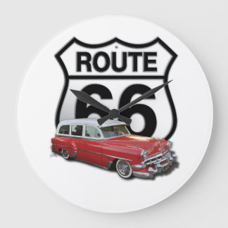 Route 66 Classic Car Large Clock