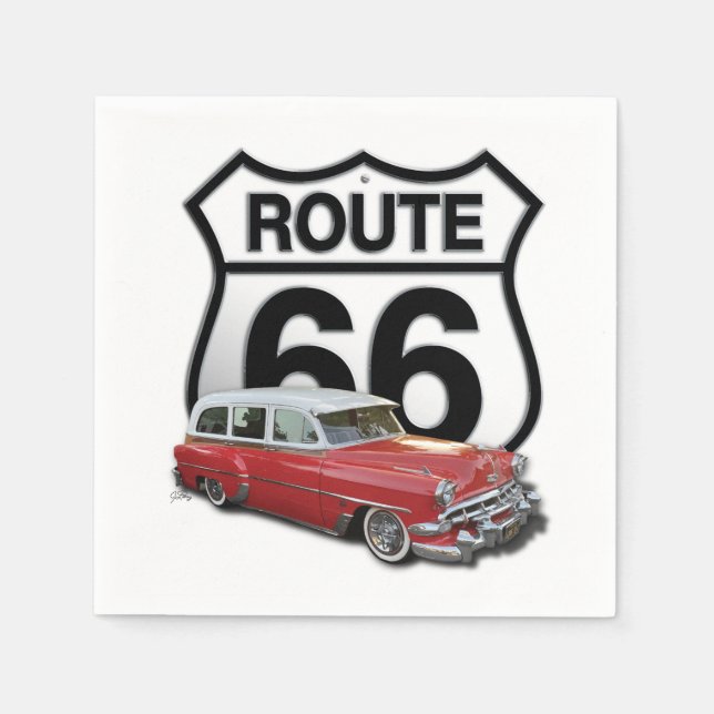 Route 66 Classic Car Napkin (Front)