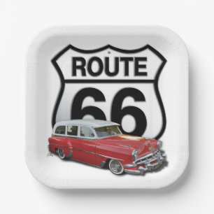 Route 66 Classic Car Paper Plate