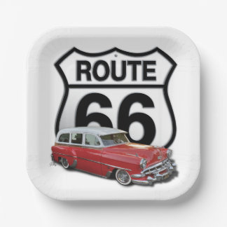 Route 66 Classic Car Paper Plate