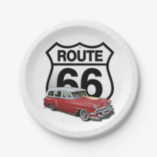 Route 66 Classic Car Paper Plate