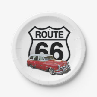 Route 66 Classic Car Paper Plate