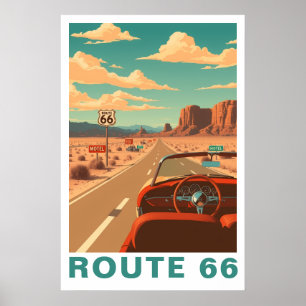 Route 66 Classic Road Trip Travel Art Poster