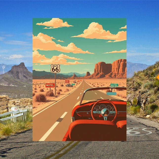 Route 66 Classic Road Trip Vintage Postcard (Creator Uploaded)