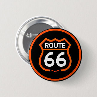 Route 66 Classic Shield Orange and Black Button
