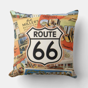 Route 66 Colourful Postcard Cushion