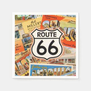 Route 66 Colourful Postcard Napkin