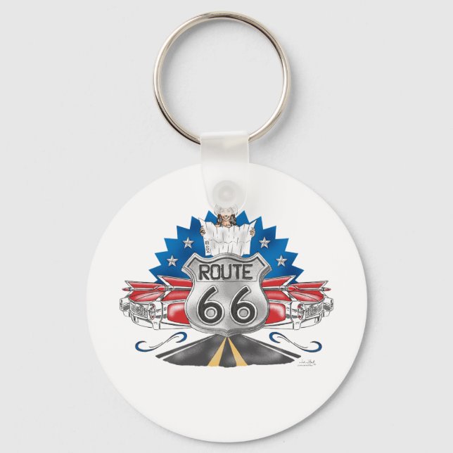 Route 66 Cowgirl Keychain (Front)