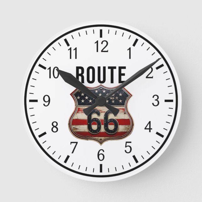 ROUTE 66 Designer 1 Round Clock (Front)