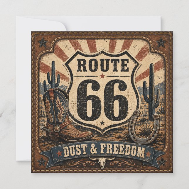 Route 66 Dust Freedom Sunburst Stationery (Front)