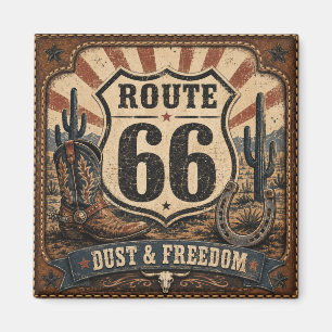 Route 66 Dust Freedom Vintage Western Home Decor Magnet