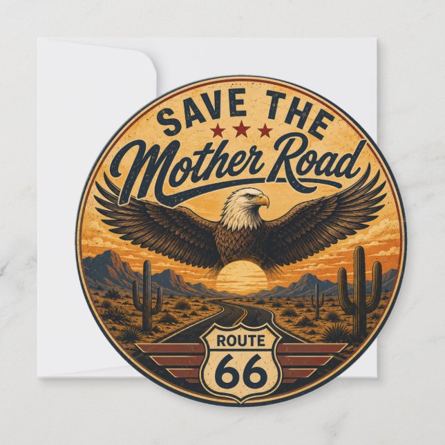 Route 66 Eagle Save Mother Road Stationery Notes (Front)