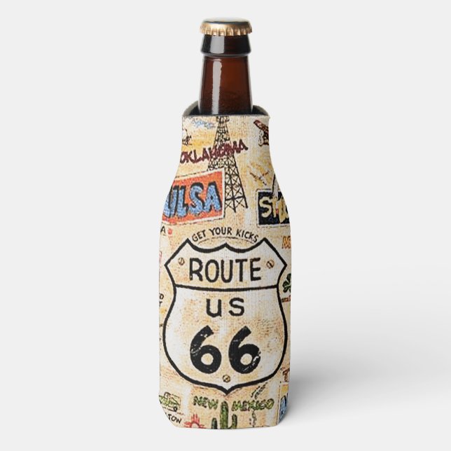 "Route 66-Get your kicks" Bottle Cooler (Bottle Front)
