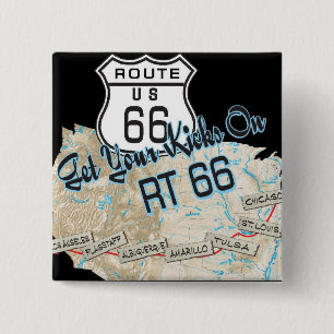route 66 gifts 15 cm square badge