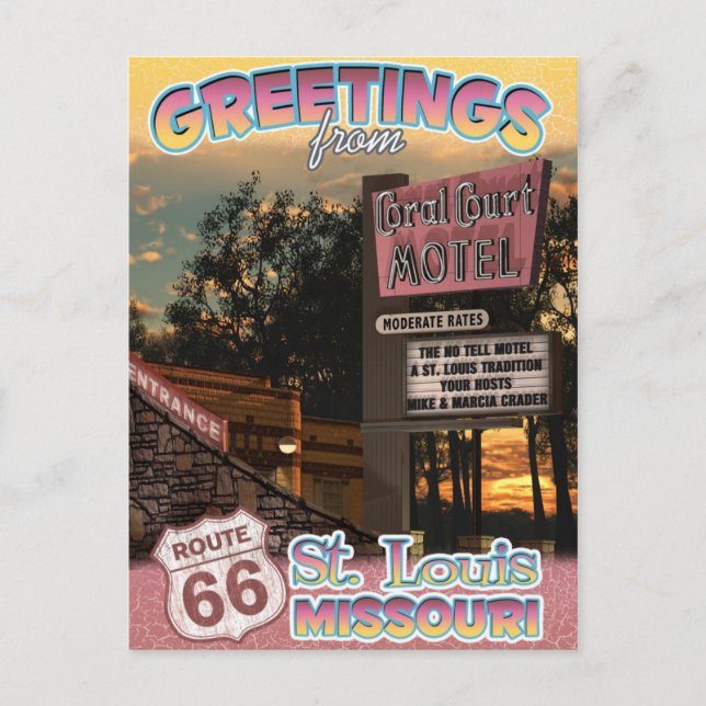 Route 66 Greetings St Louis Missouri Postcard (Front)