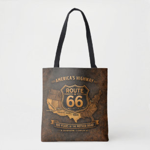 route 66 Grocery Bag Vintage Map Americana Art