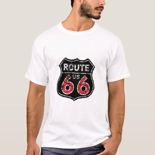Route 66 Highway Historic New Route Sign T-shirt. T-Shirt (Front)