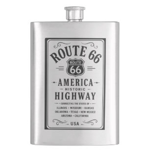 Route 66 Historic Highway States Americana Hip Flask