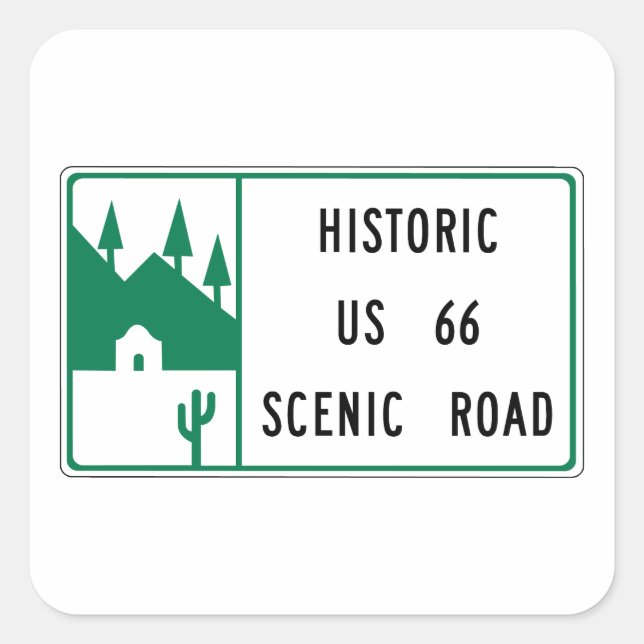 Route 66 - Historic US 66 Scenic Road Square Sticker (Front)