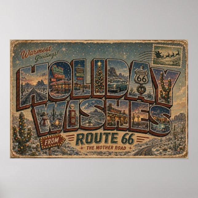 Route 66 Holiday Wishes Wall Art (Front)