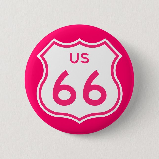 Route 66 Hot Pink Button (Front)