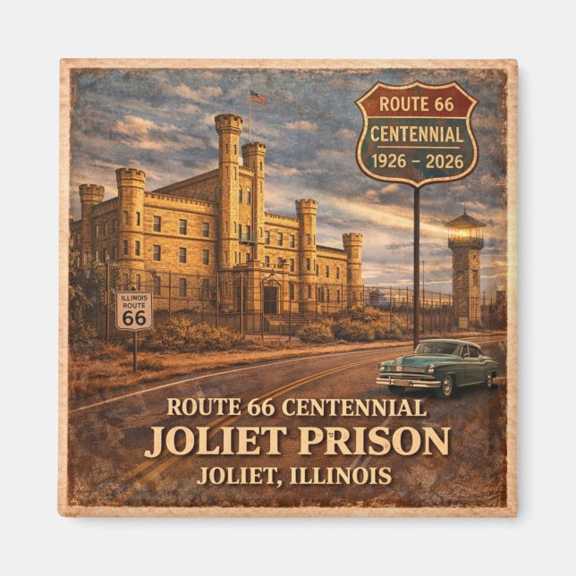 Route 66 Joliet Prison Fridge Legend Magnet (Front)