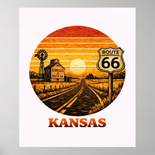 Route 66 Kansas Sunflower State Poster