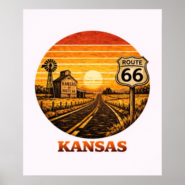 Route 66 Kansas Sunflower State Poster (Front)