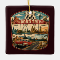 Route 66 Landmarks Illustration Travel Art Badge