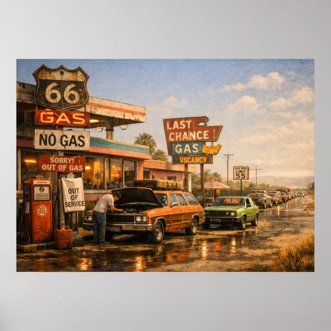 Route 66 Last Chance Gas Stop Poster (Front)