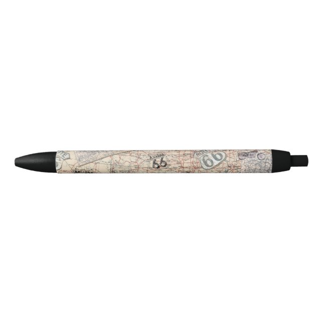 Route 66 Map Retirement Black Ink Pen (Front)