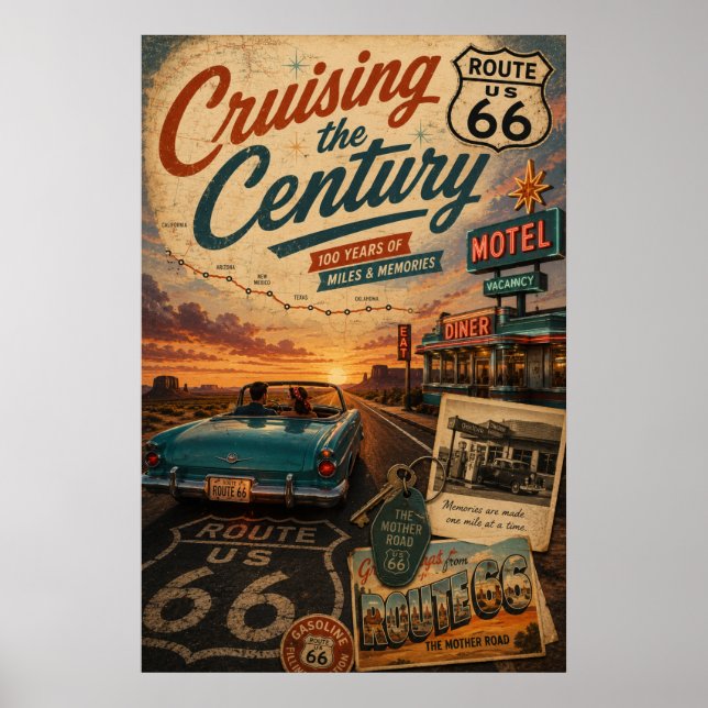 route 66 Miles And Memories Wall Art (Front)
