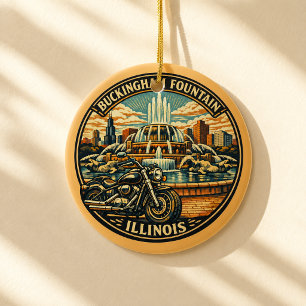 Route 66 Mother Road Chicago Holiday Ceramic Tree Decoration
